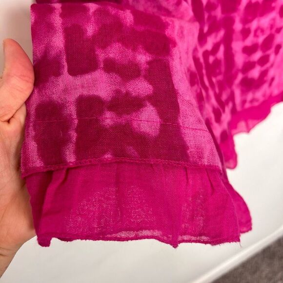 Allegra Masetti Pink Linen Dress XL Made in Italy Shift Sleeveless Mini Boho - Picture 7 of 14